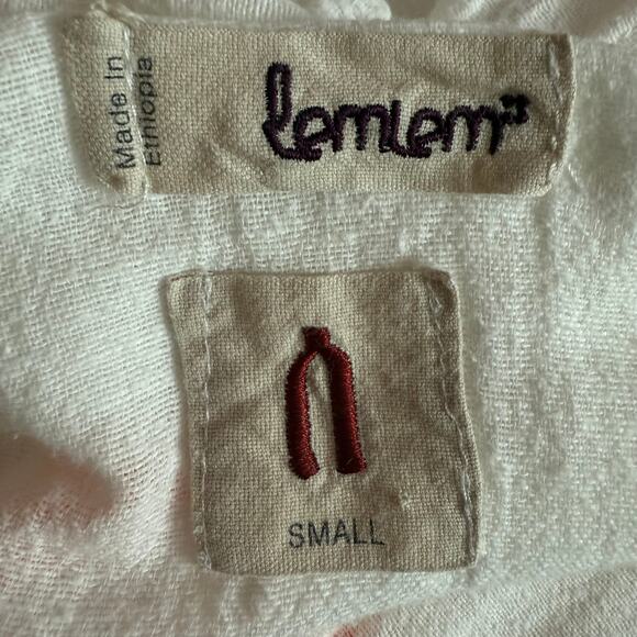 LEMLEM Gauze Cover Up Dress Size S Deep V Neckline Short Sleeves 100% Cotton - Picture 8 of 8